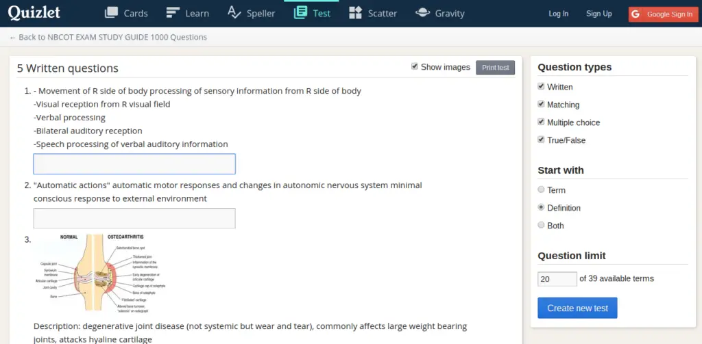 Study practice NBCOT tests on Quizlet